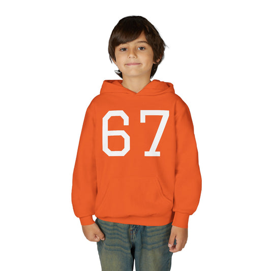 Sporty Youth Hoodie with Number 67 - Hooded Sweatshirt